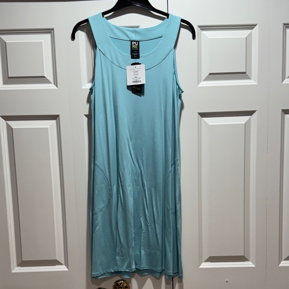 Pure Essence Aqua Sleeveless Midi Dress
